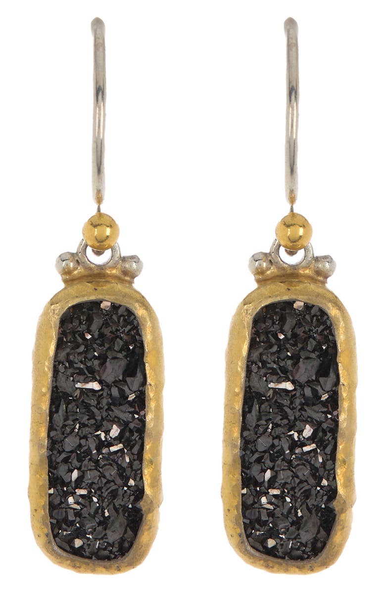Gurhan Sterling Silver & 24K Yellow Gold Plated Mystere Rectangle Drop Earrings, Main, color, 