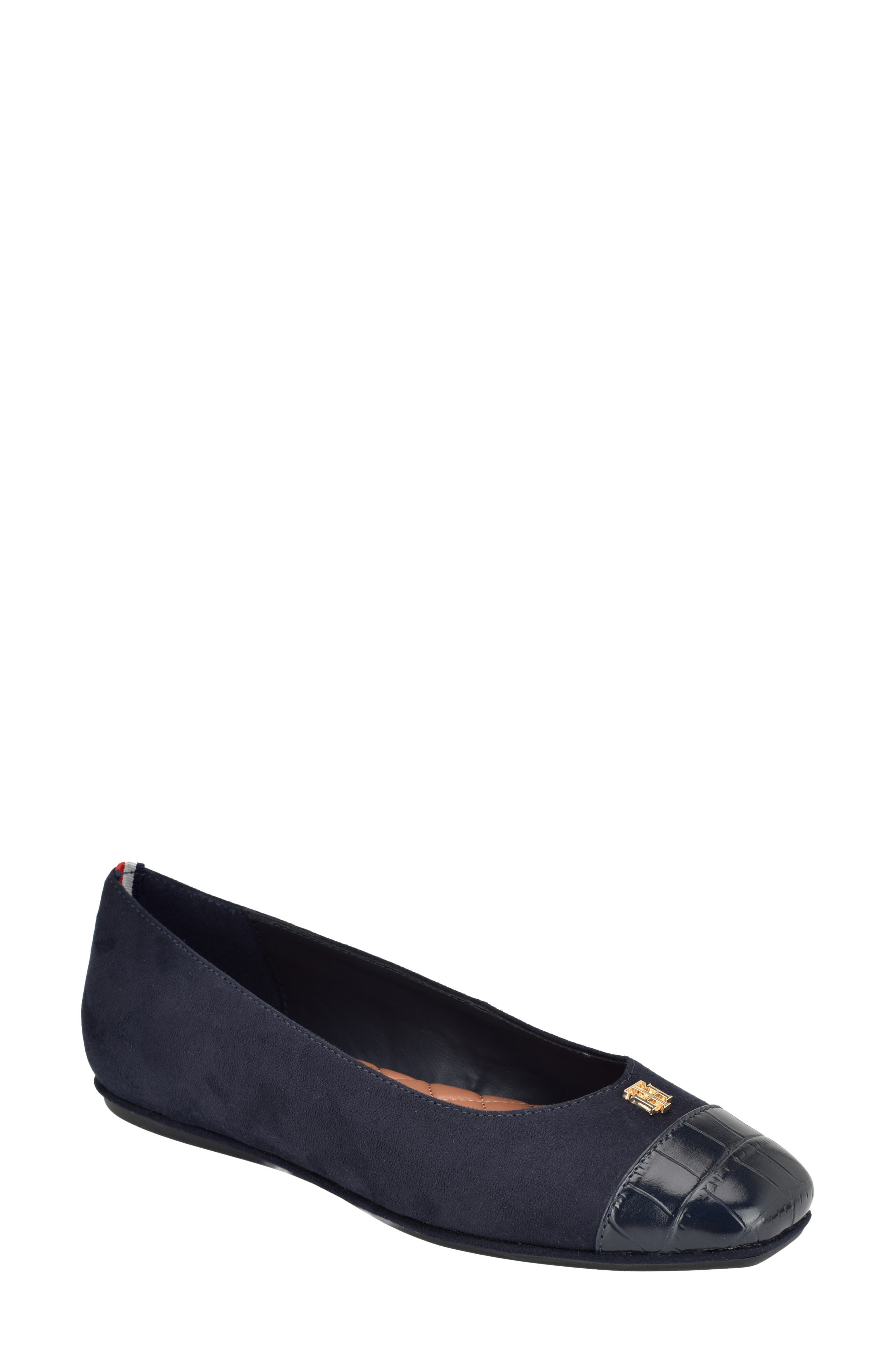 Bekim Faux Leather Flat, Main, color, MARINE