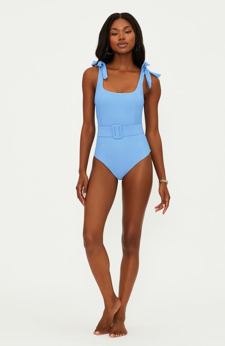 Beach Riot Sydney Belted One-Piece Swimsuit, Alternate, color, Alps Blue