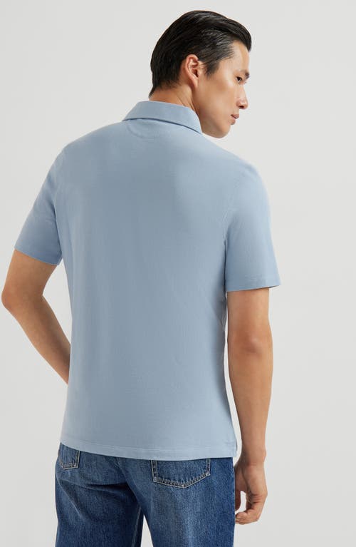 Brunello Cucinelli Men's Cotton Pique Polo Shirt In Blue