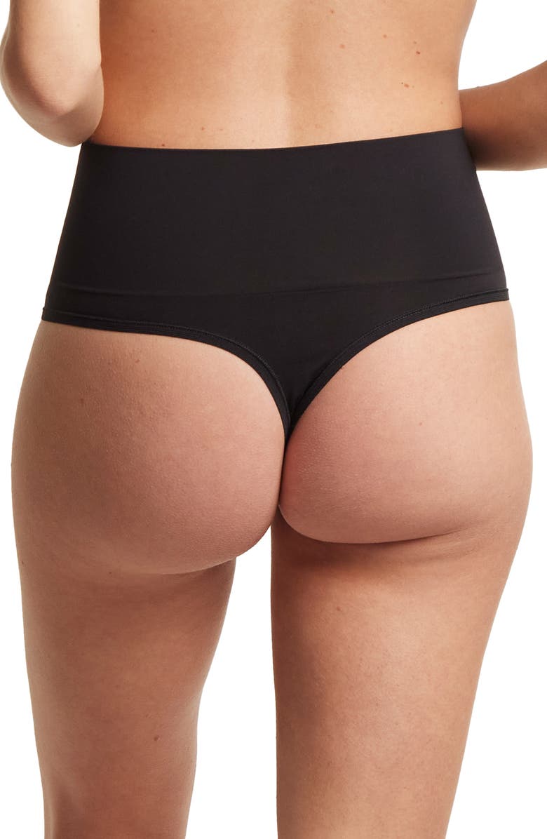 Hanky Panky Body Mid Rise Thong, Alternate, color, Black