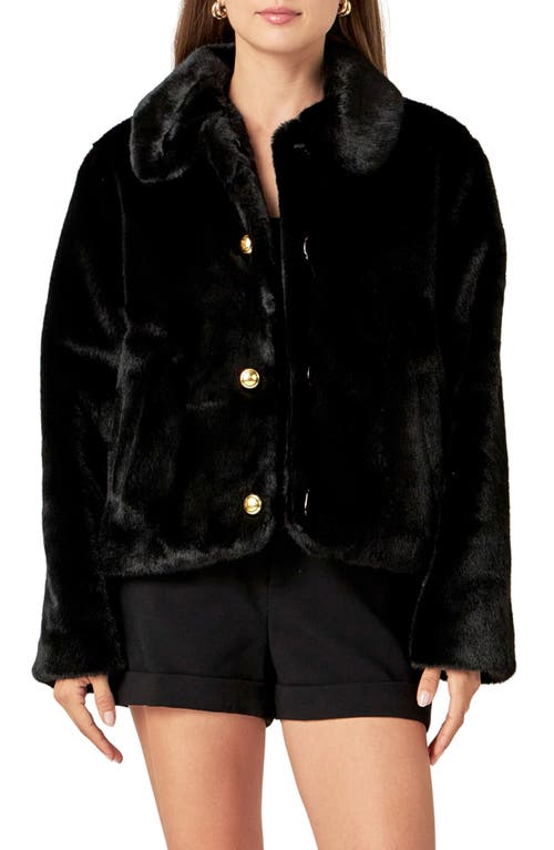 English Factory Faux Fur Jacket in Black 