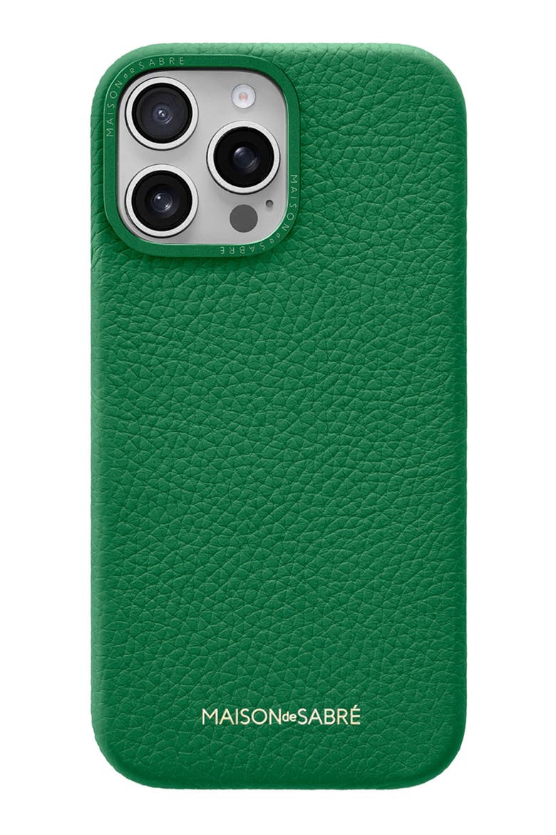 Leather Phone Case iPhone 16 Pro, Main, color, Emerald Green