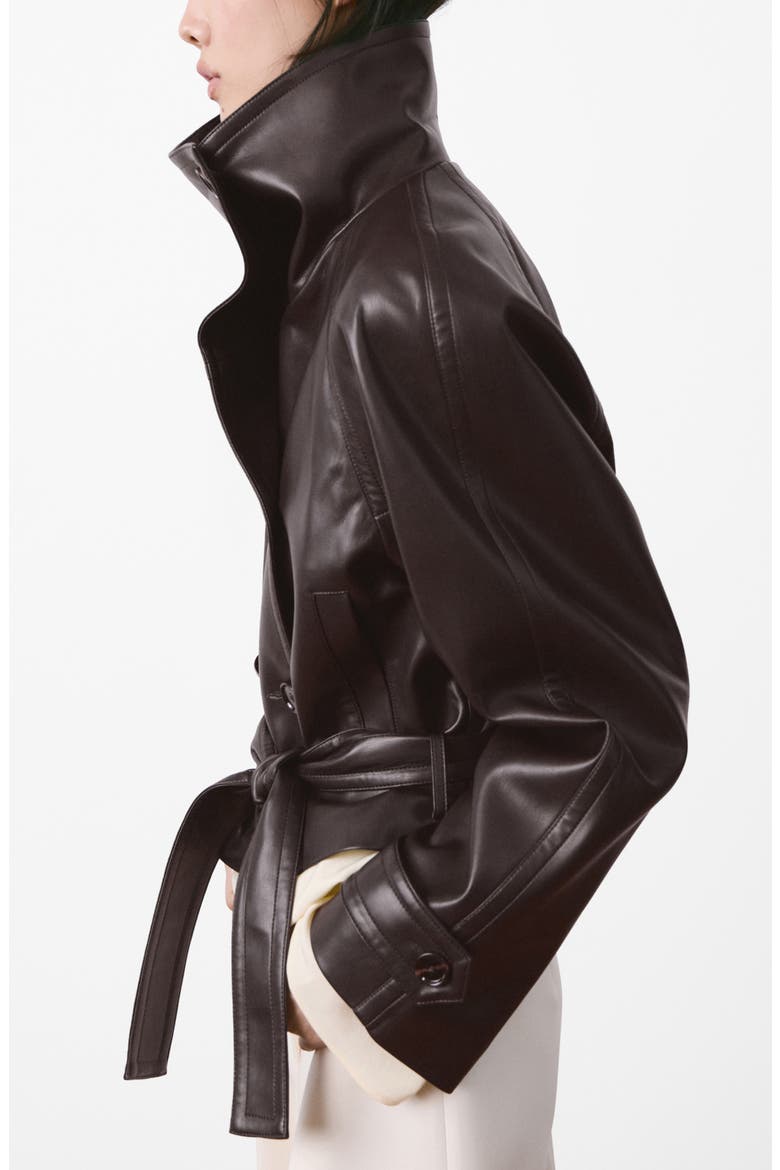 Faux Leather Belted Jacket, Alternate, color, MAROON