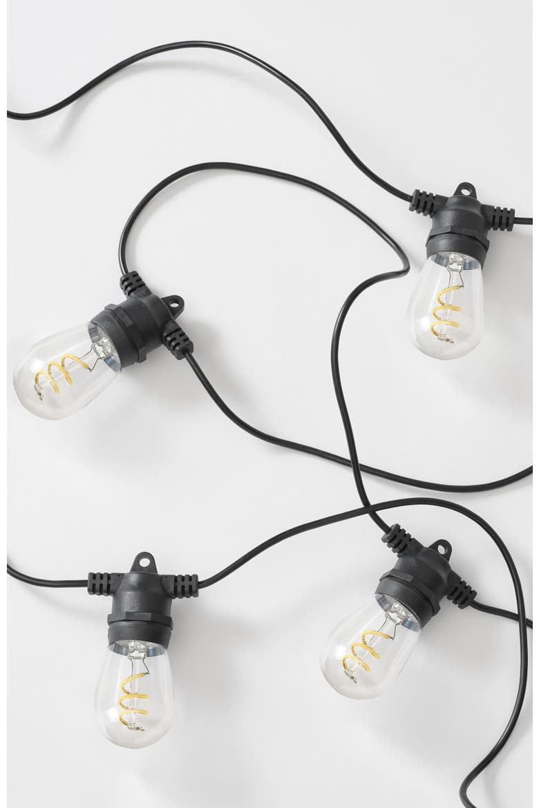 27 ft or 48 ft, Solar‑Powered Heavy Duty LED Outdoor String Lights, Weatherproof Spiral Filament Edison Bulbs, Main, color, 27 ft 12 Bulbs | Soft White