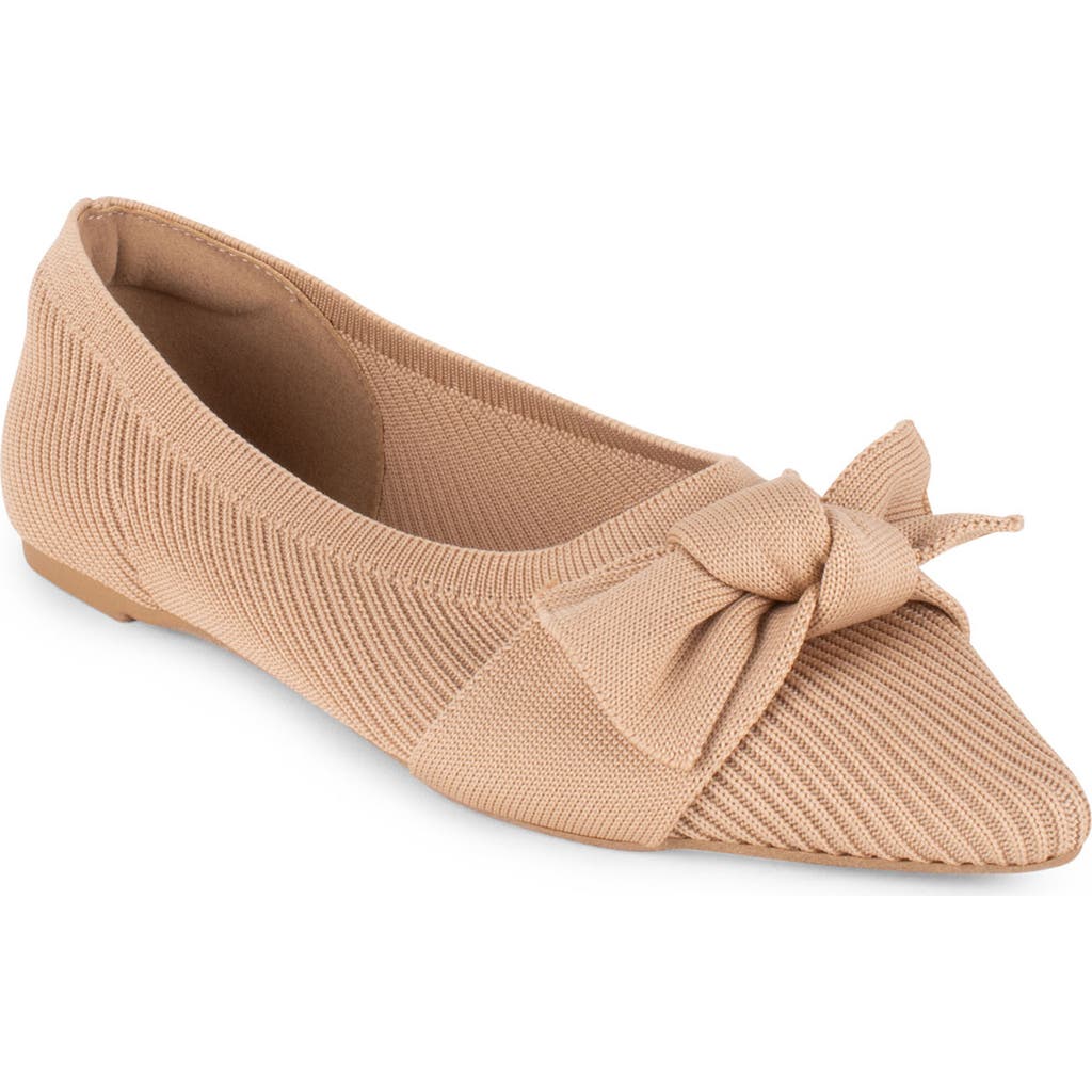 Tahari Montserrat Pointed Toe Flat In Nude