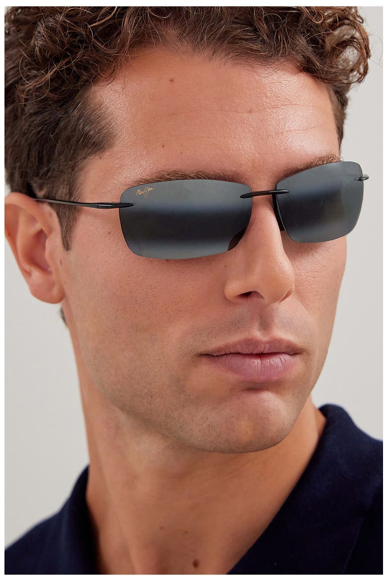 Lighthouse 65mm Polarized Rectangle Sunglasses, Alternate, color, BLACK