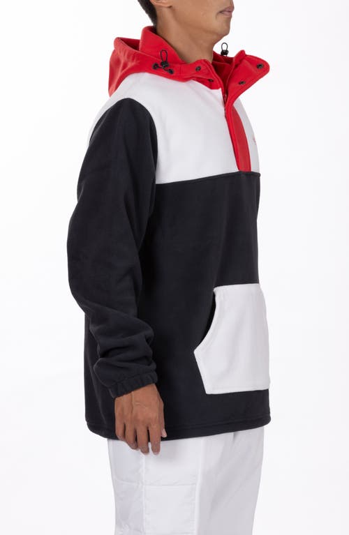 Vast Colorblock Fleece Half Zip Hoodie In Black Multi
