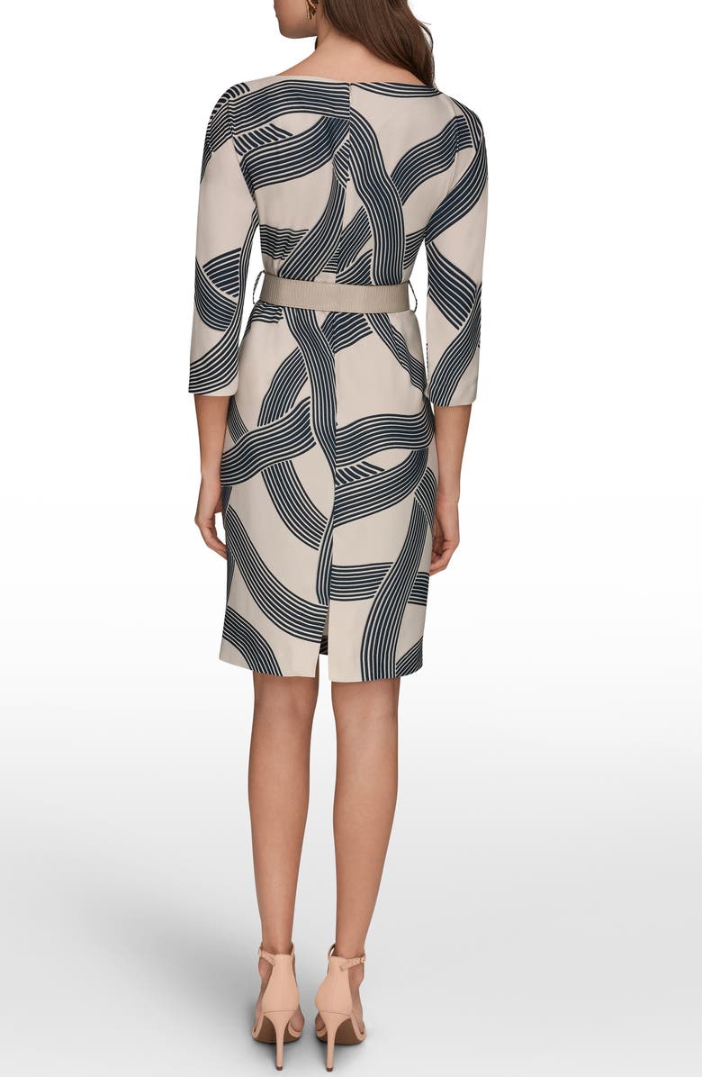 Donna Karan New York Swirl Print Belted Dress, Alternate, color, Vellum/ Nightfall