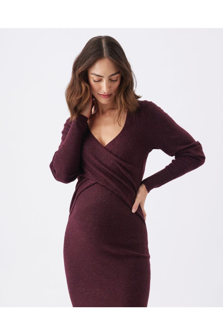 Heidi Nursing Knit Dress, Alternate, color, Burgundy