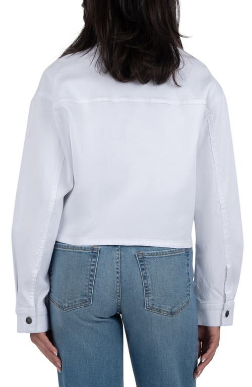 Shop Kut From The Kloth Billie Crop Denim Jacket In Optic White