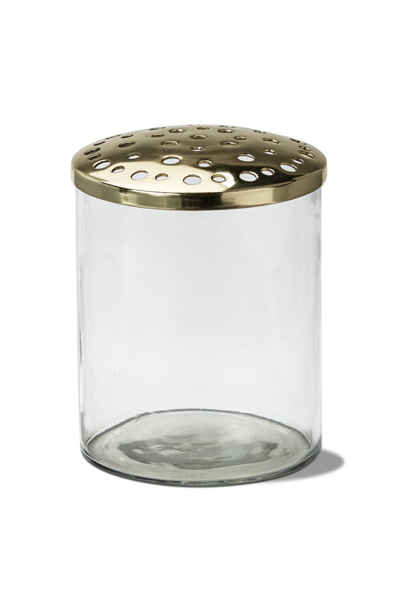 tag Large Clear Glass Flower Frog Cylinder Decorative Vase, Main, color, Clear