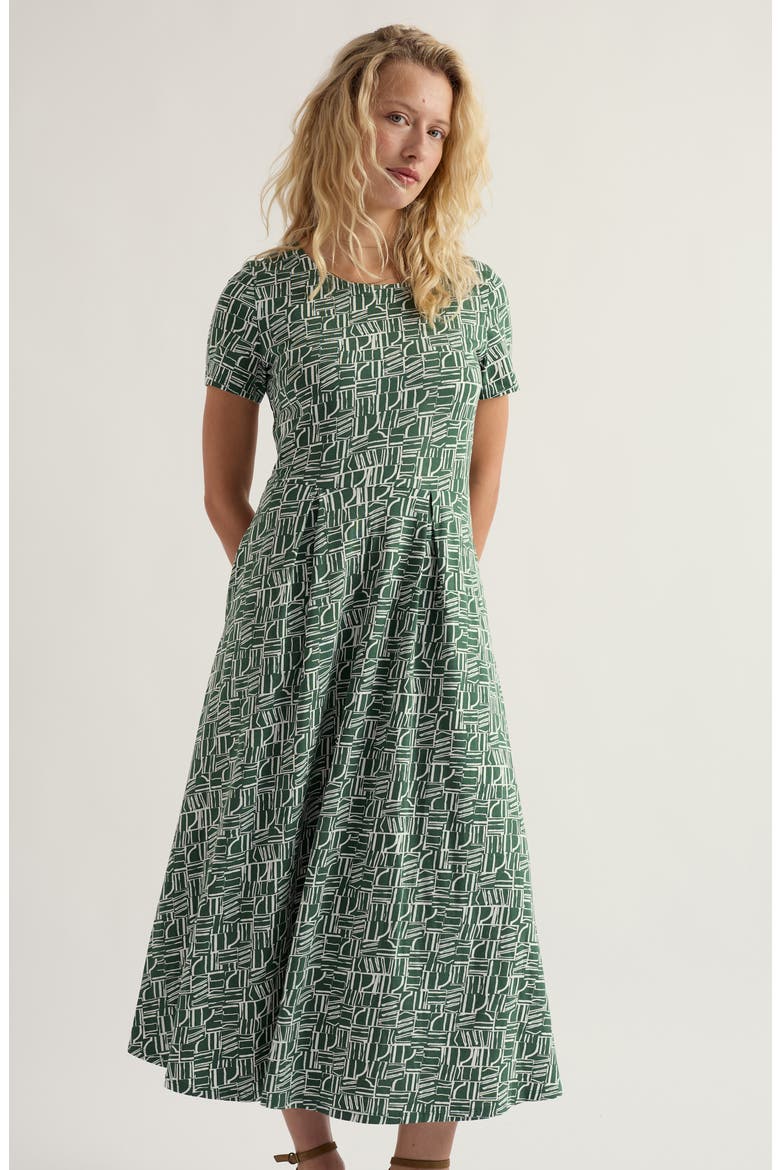 Veronica Abstract Print Stretch Organic Cotton Midi Dress, Alternate, color, WALL LINES TREETOP