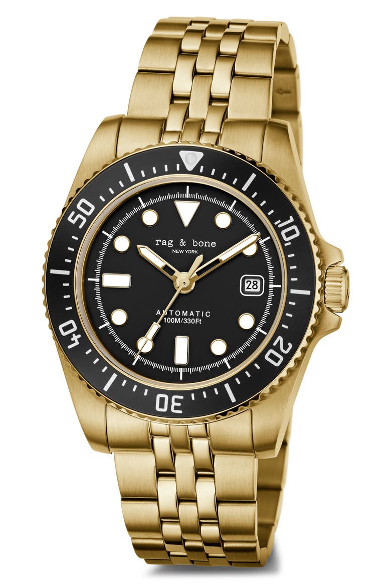 Rowan Automatic Bracelet Watch, 42mm, Alternate, color, GOLD