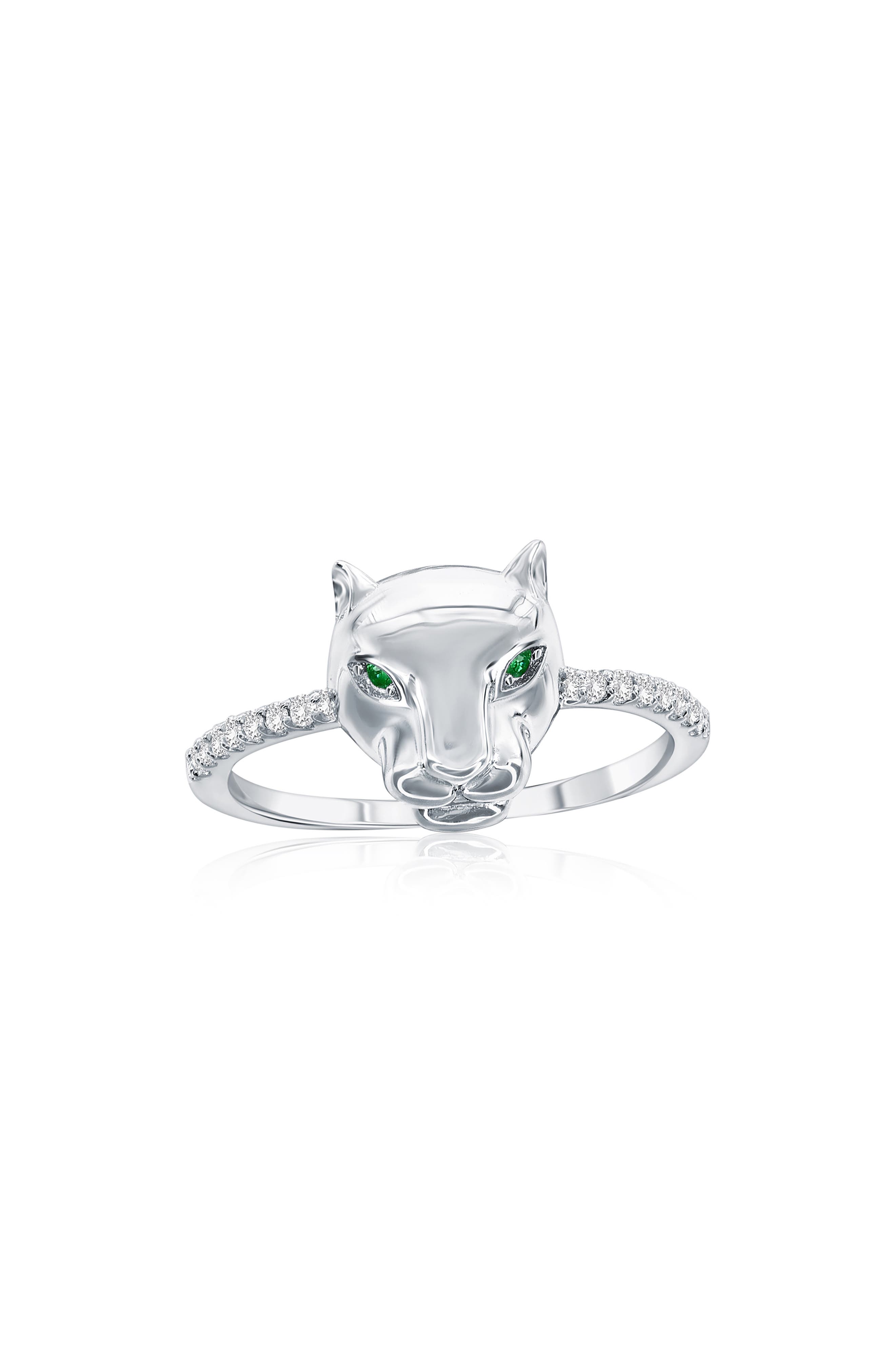 Panther Sterling Silver Cubic Zirconia Ring