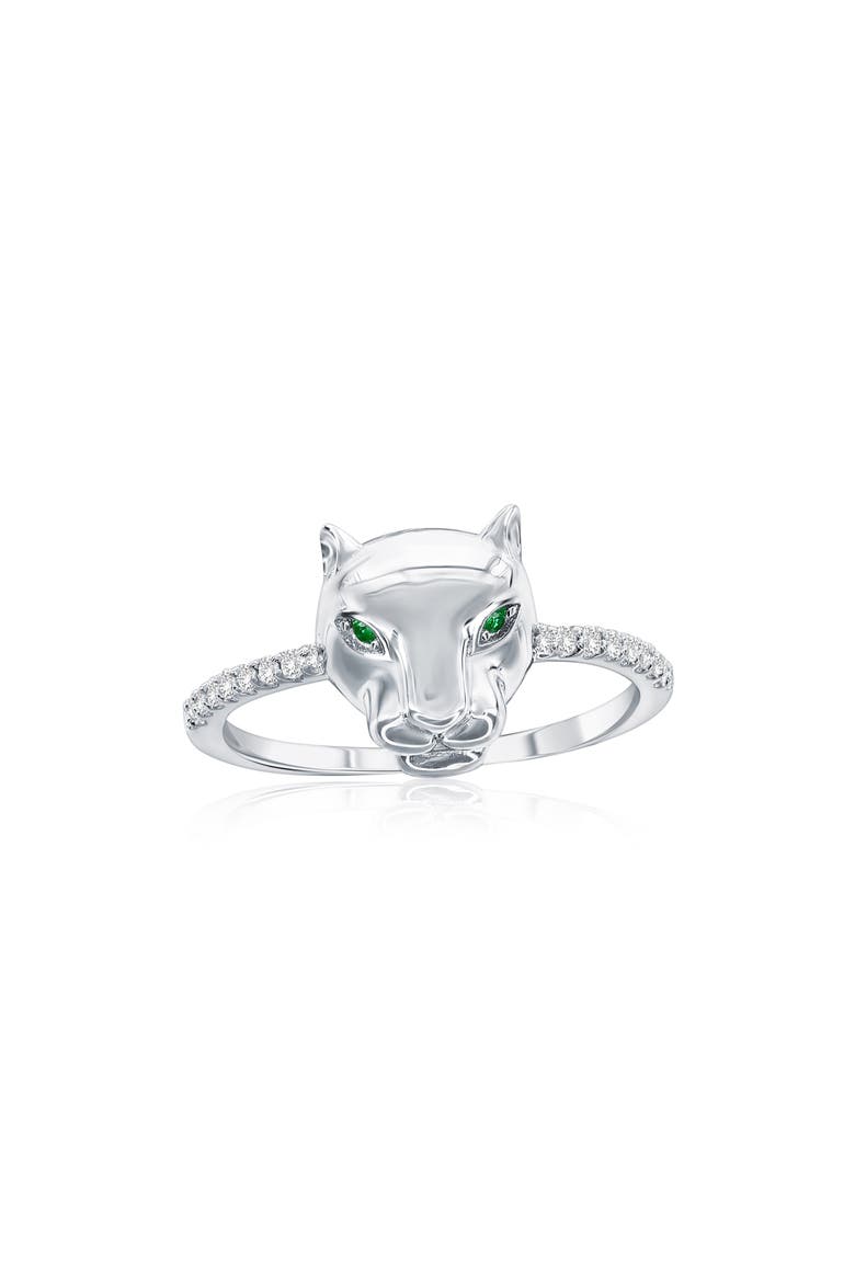 Panther Sterling Silver Cubic Zirconia Ring, Main, color, GREEN/ SILVER