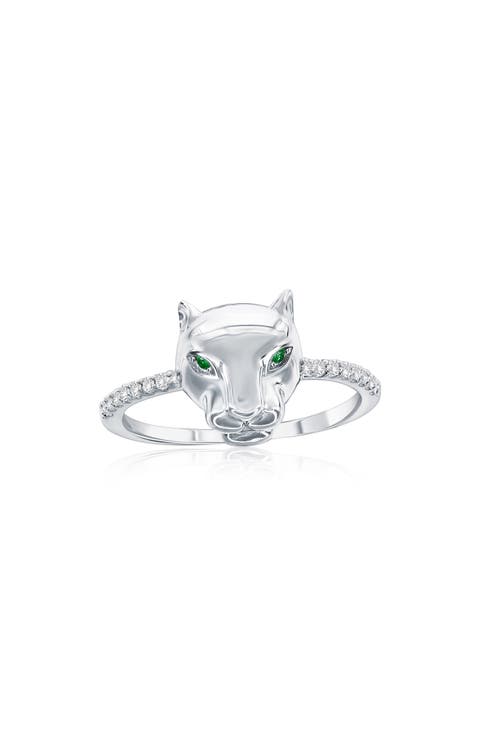 Panther Sterling Silver Cubic Zirconia Ring