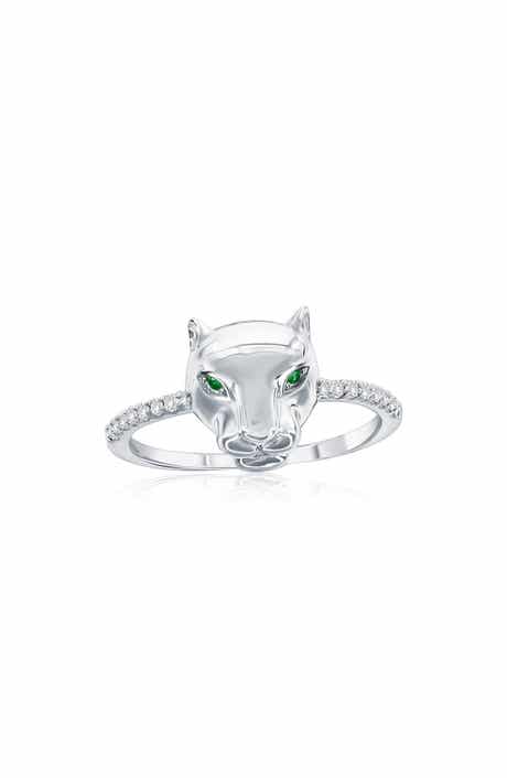 Panther Sterling Silver Cubic Zirconia Ring