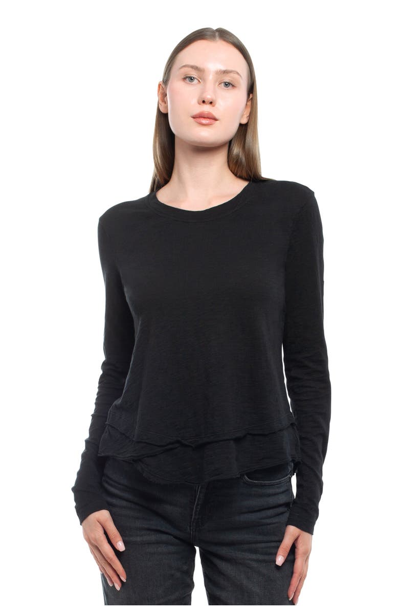 WILT Clothing Long Sleeve Mock Layer Tee, Main, color, Black