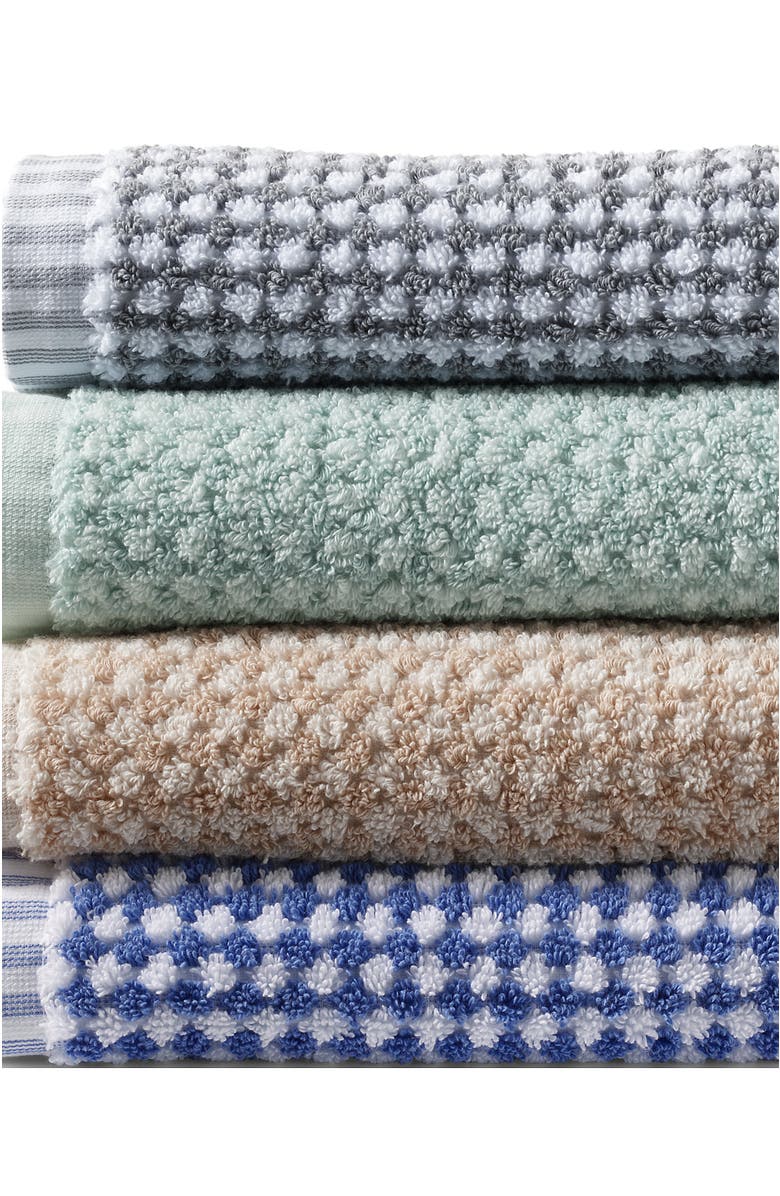 Lands' End Turkish Quick-Dry Cotton Textured Gingham Bath Towel, Alternate, color, Aqua Breeze/Beaux Blue