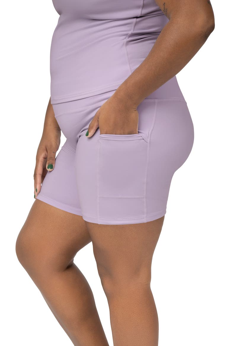 Stevie Active Postpartum Bike Short, Alternate, color, Lavender Mist