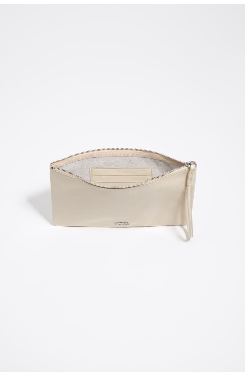 Bimba y Lola Medium Leather Zip Clutch, Alternate, color, Ivory