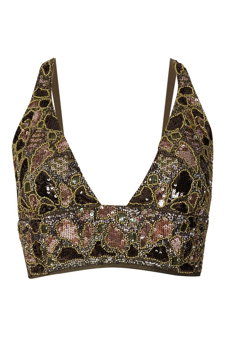 Sequin Beaded Bralette Top, Alternate, color, KHAKI GREEN