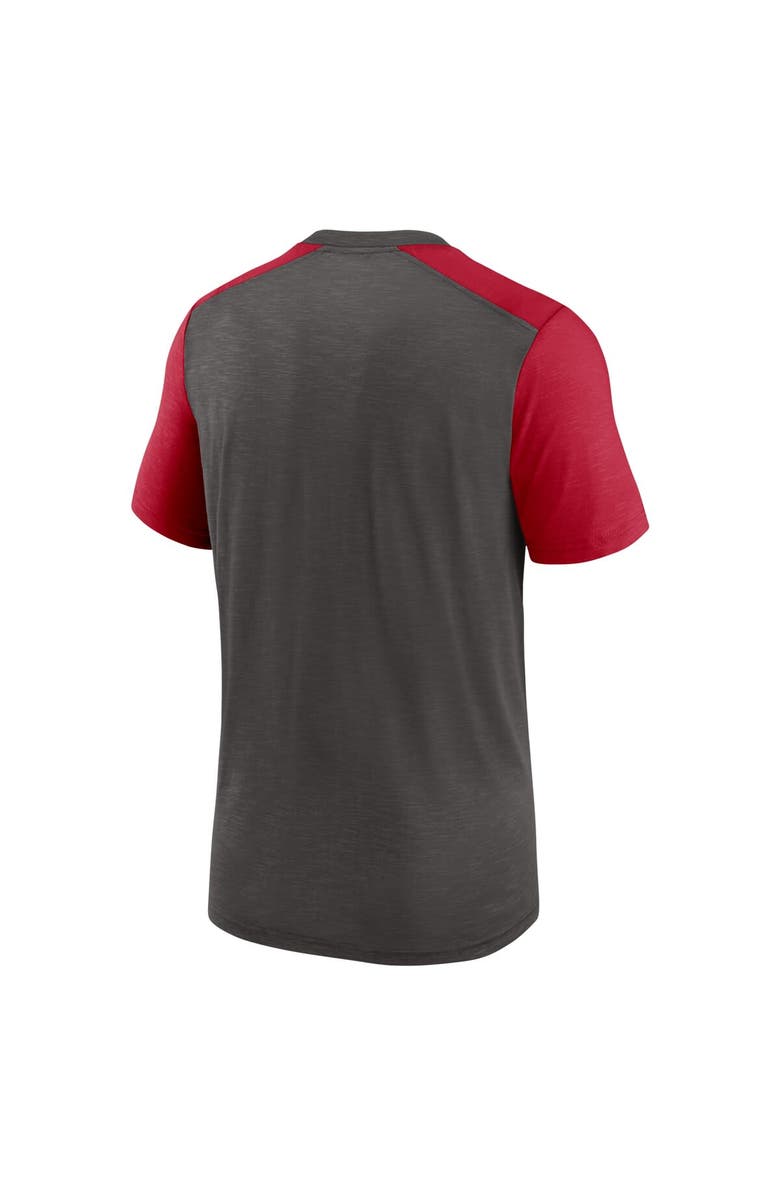 Nike Men's Nike Heathered Pewter/Heathered Red Tampa Bay Buccaneers Color Block Team Name T-Shirt, Alternate, color, 
