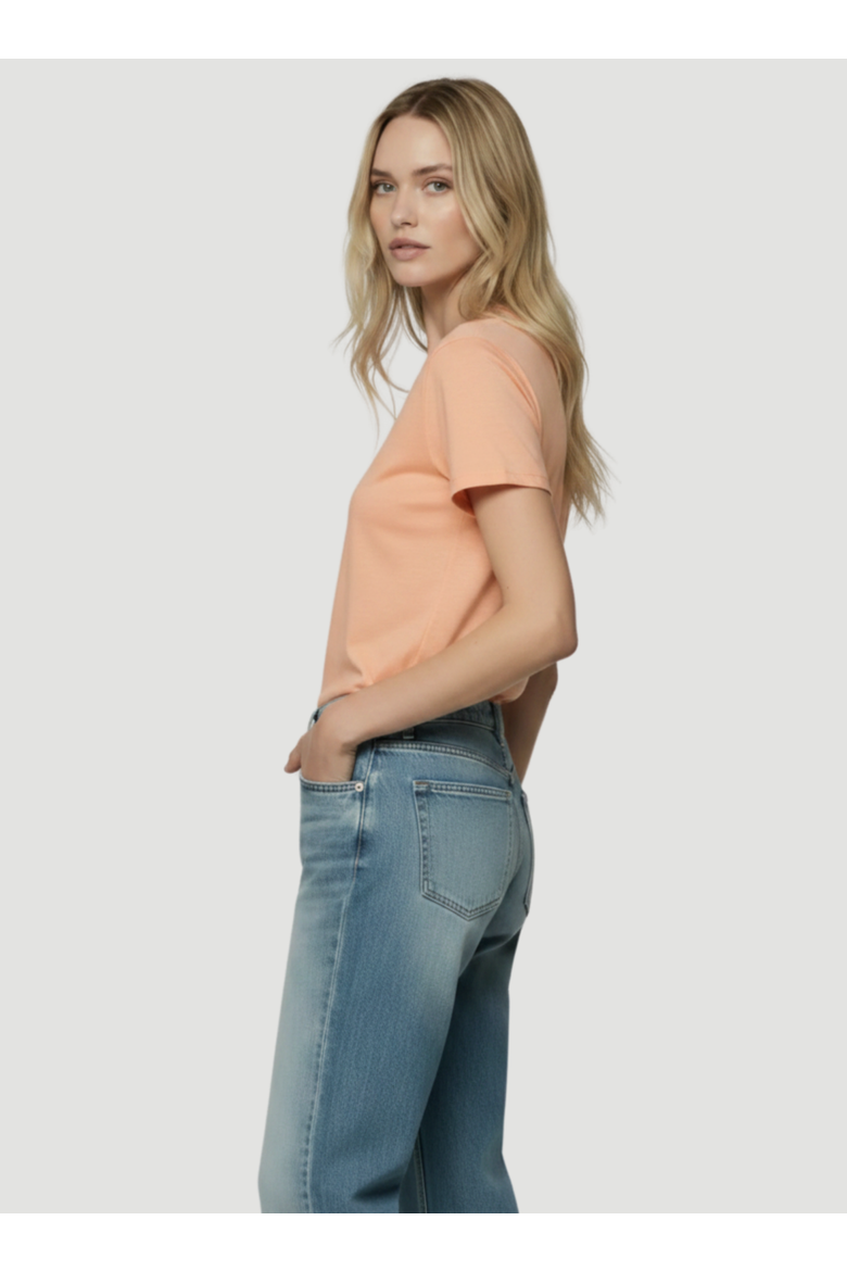 100% Machine Washable Cashmere Short Sleeve Crewneck T-Shirt, Alternate, color, PAPAYA