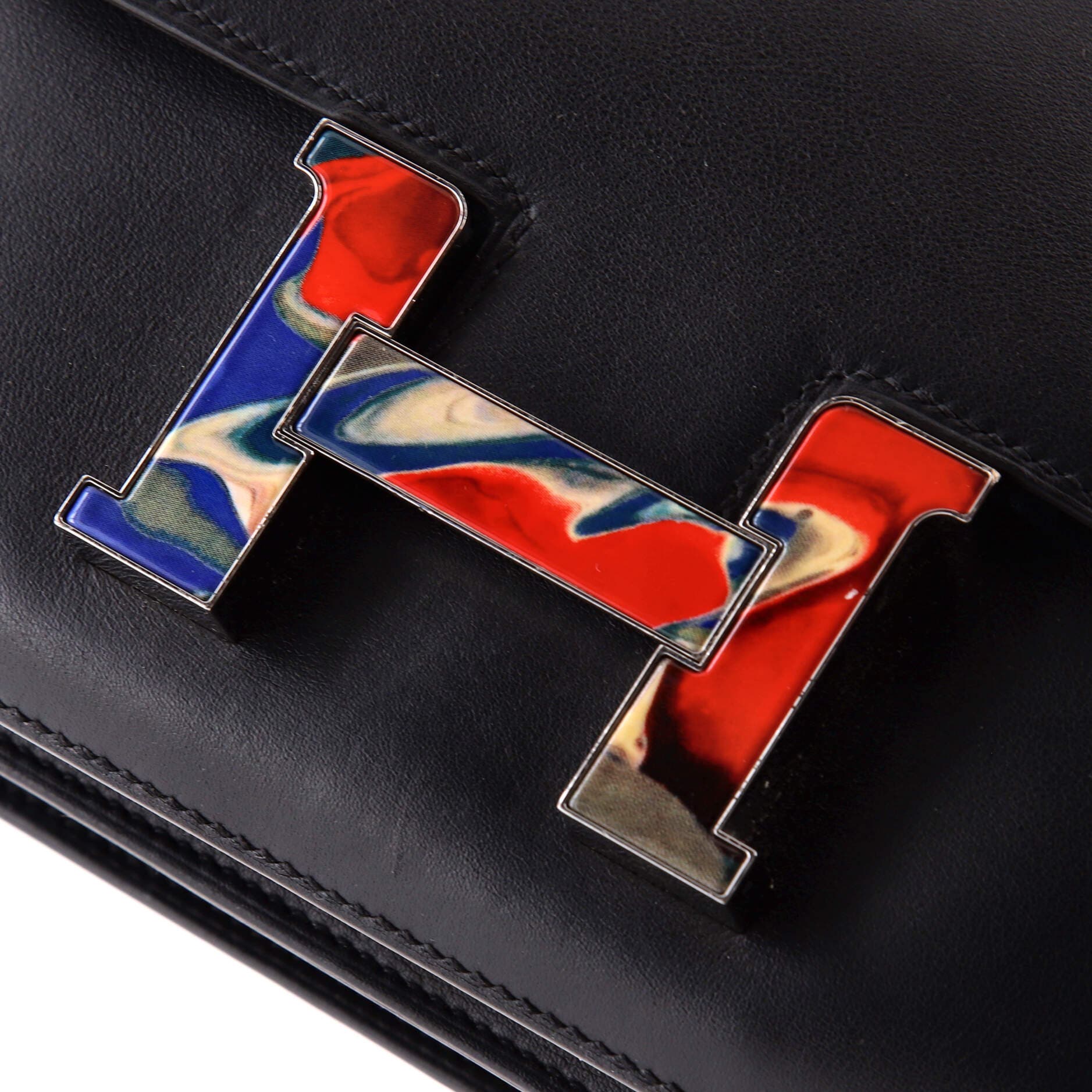 Pre-Owned Hermes Constance Bag Swift with Marble Enamel 24, Alternate, color, Noir