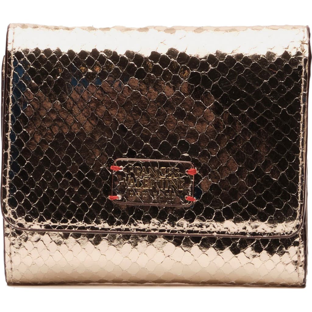 Frances Valentine Perfect Snakeskin Embossed Metallic Leather Trifold Wallet In Gold
