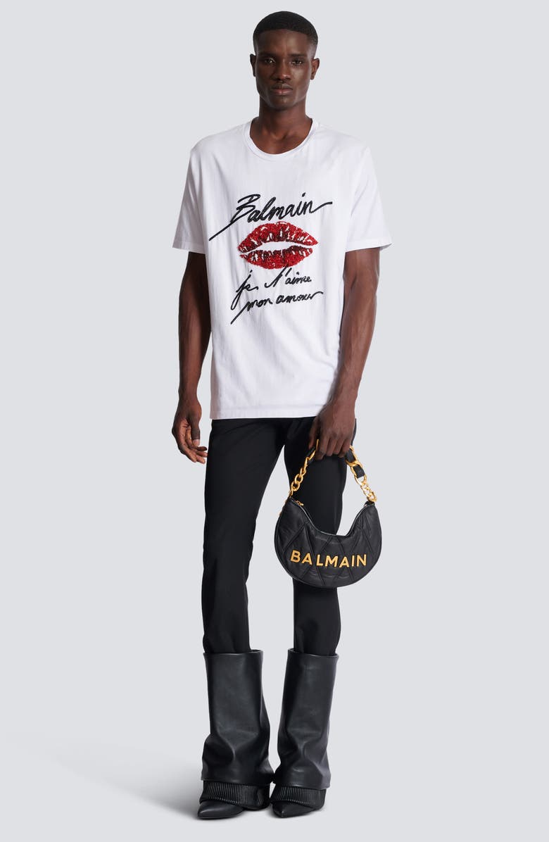 Balmain 1945 Soft Moon Quilted Top Handle Bag, Main, color,