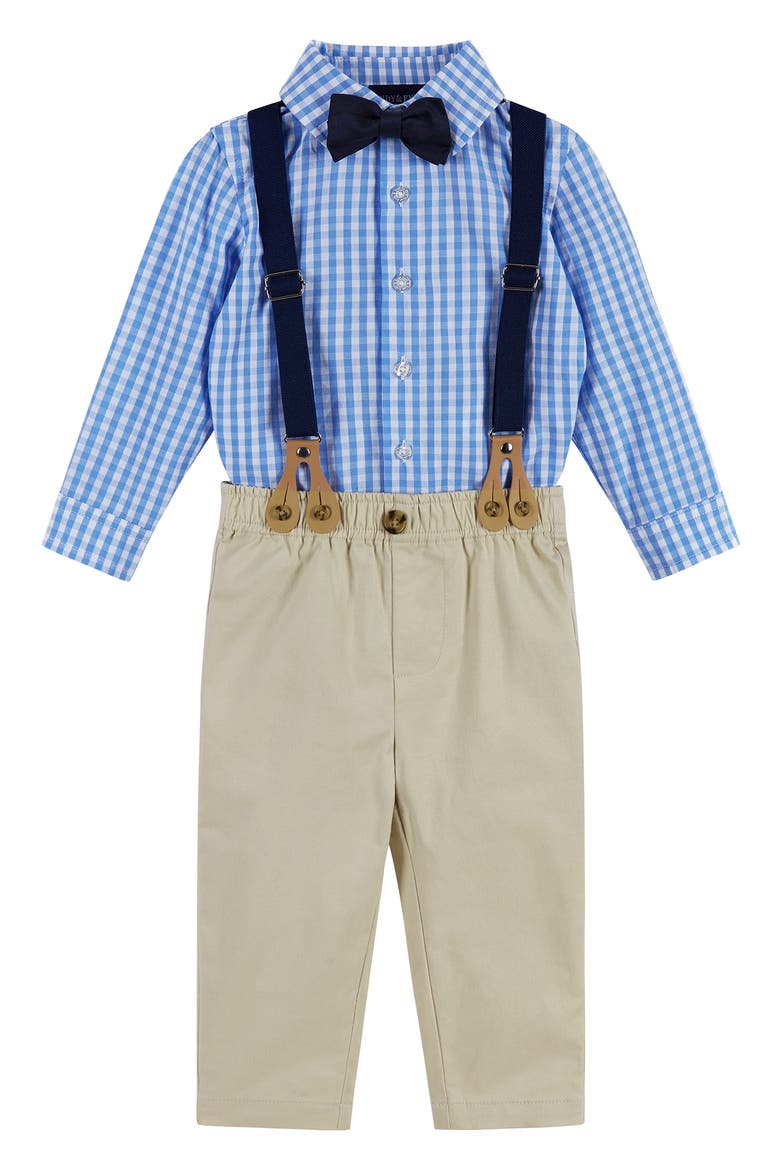 Button-Up Shirt, Suspenders, Pants & Bow Tie Set, Main, color, LIGHT BLUE