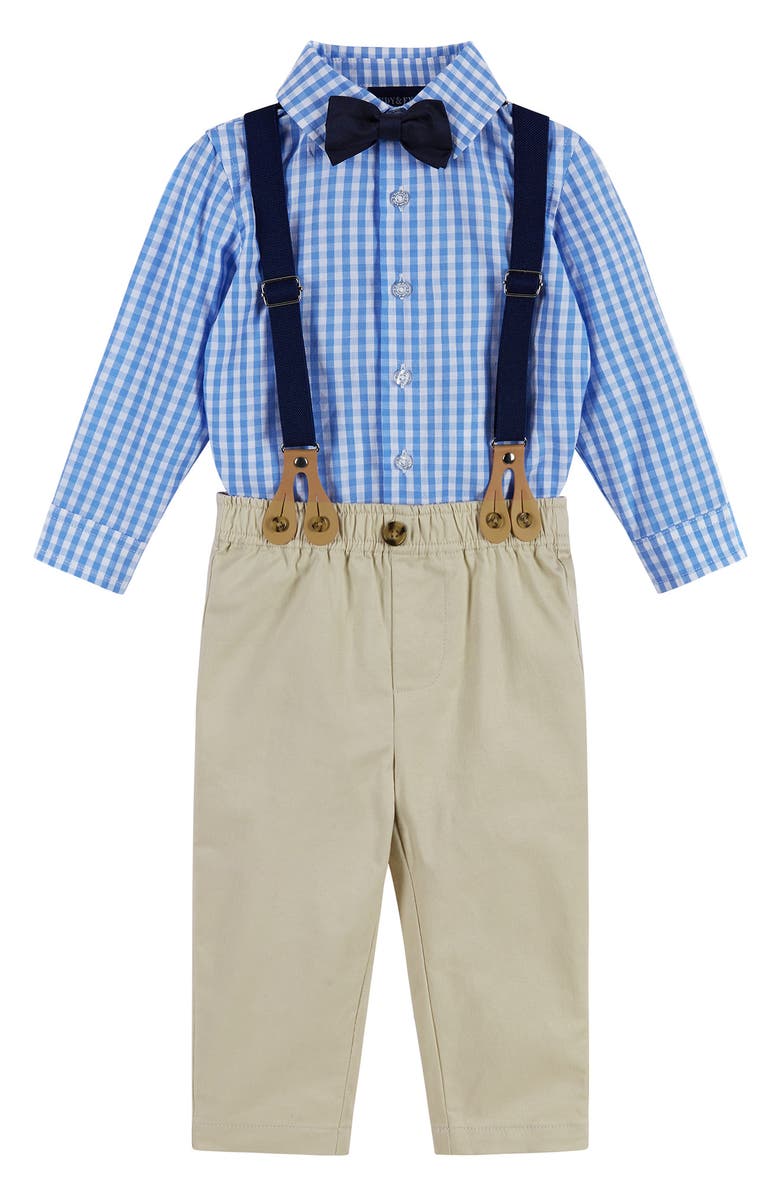 Andy & Evan Button-Up Shirt, Suspenders, Pants & Bow Tie Set, Main, color, Light Blue