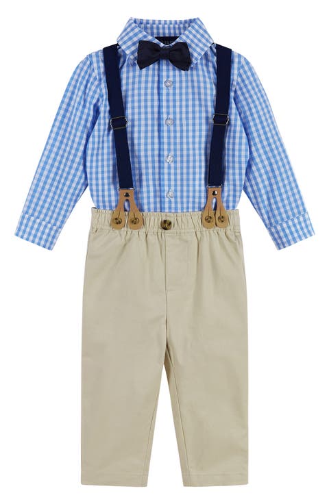 Button-Up Shirt, Suspenders, Pants & Bow Tie Set