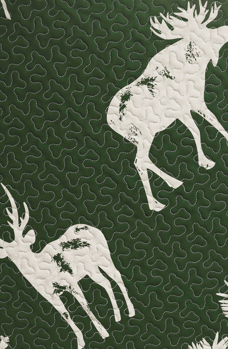 Woven & Weft Bear Moose Quilt Set, Alternate, color, Forest Green