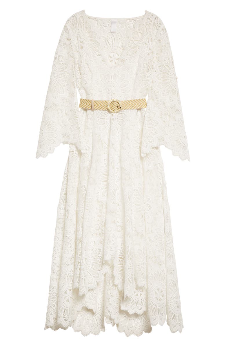 Zimmermann Chintz Doily Long Sleeve High-Low Lace Dress, Alternate, color,