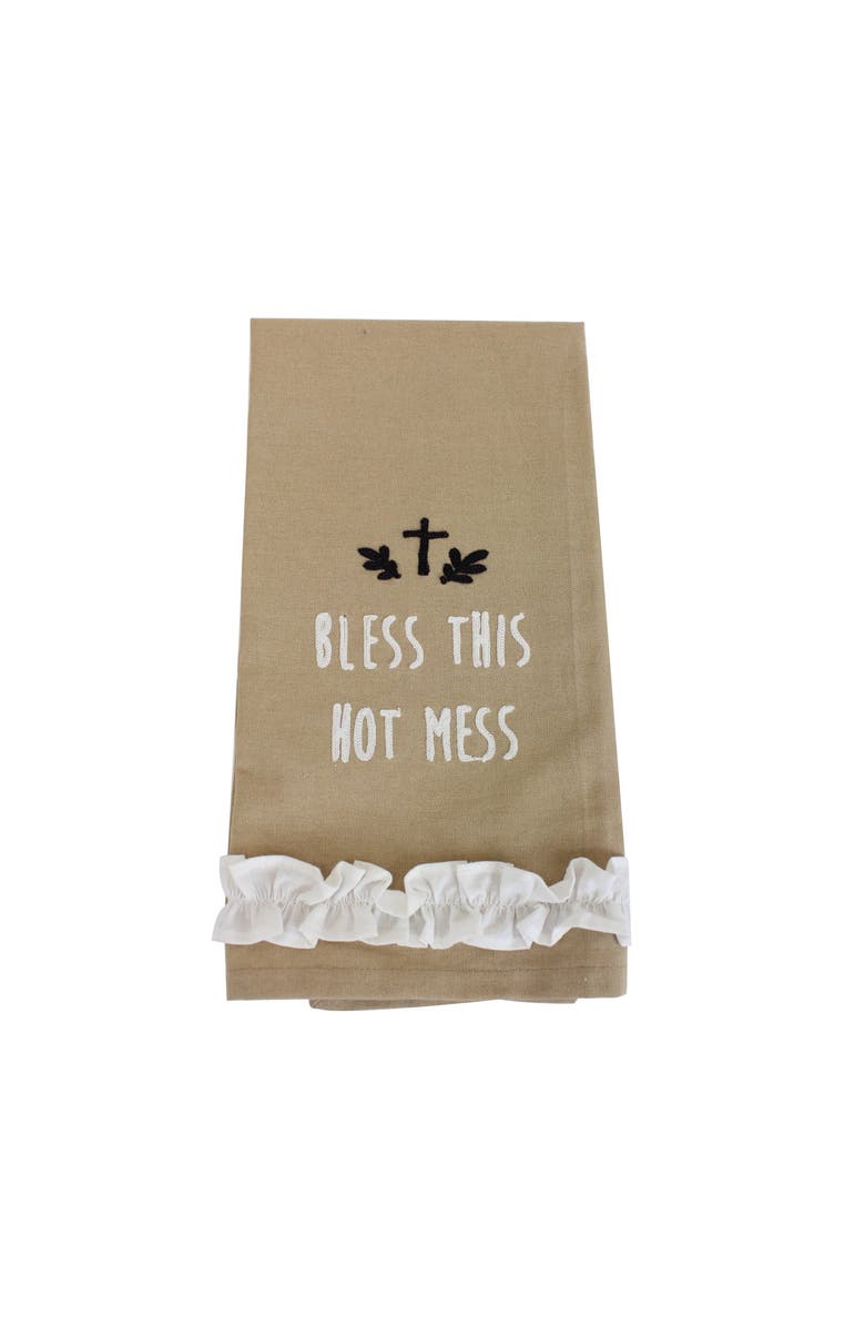 Beachcombers "Bless This Hot Mess" 100% Cotton Tea Towel, Main, color, Brown