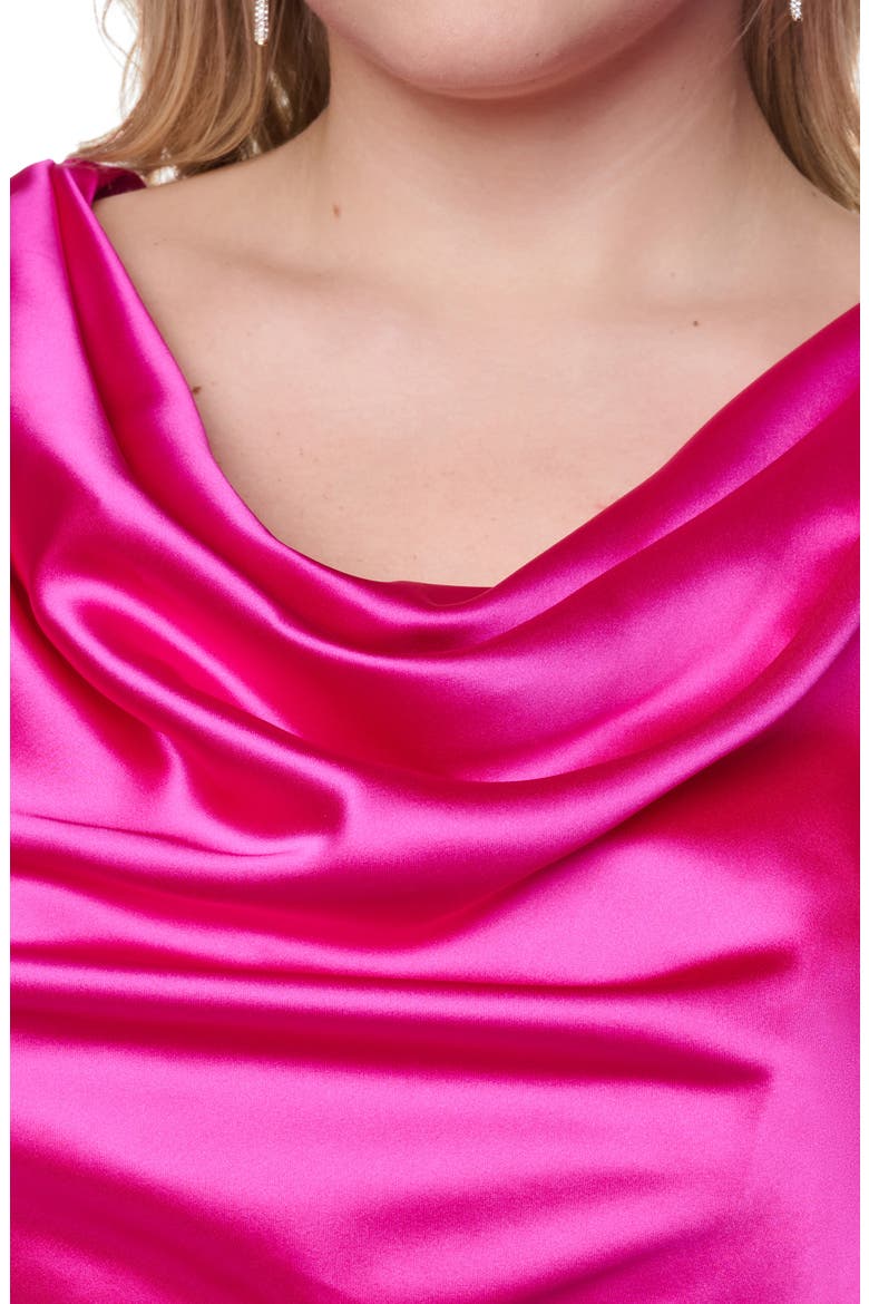 Cowl Neck Sleeveless Satin Gown, Alternate, color, FUCHSIA