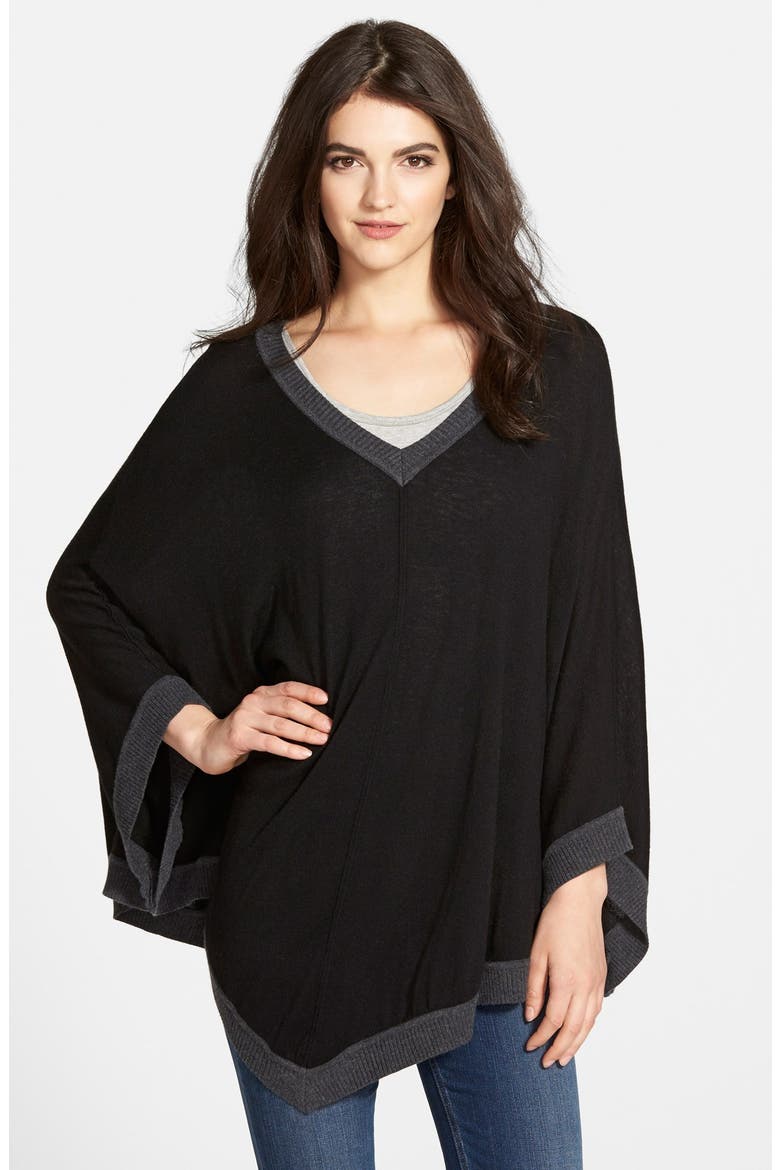 Colorblock Poncho, Main, color, BLACK