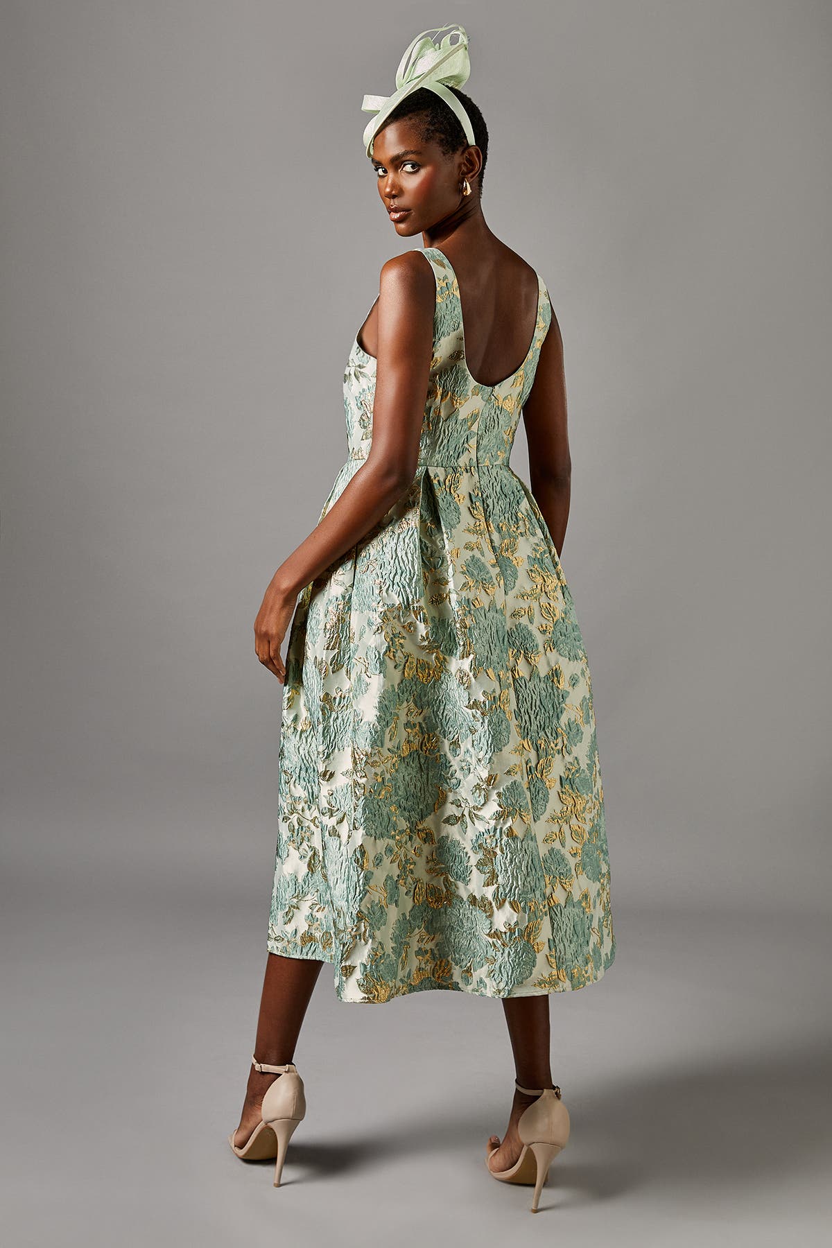 V-Neck Jacquard Midi Dress (Women) | Nordstrom