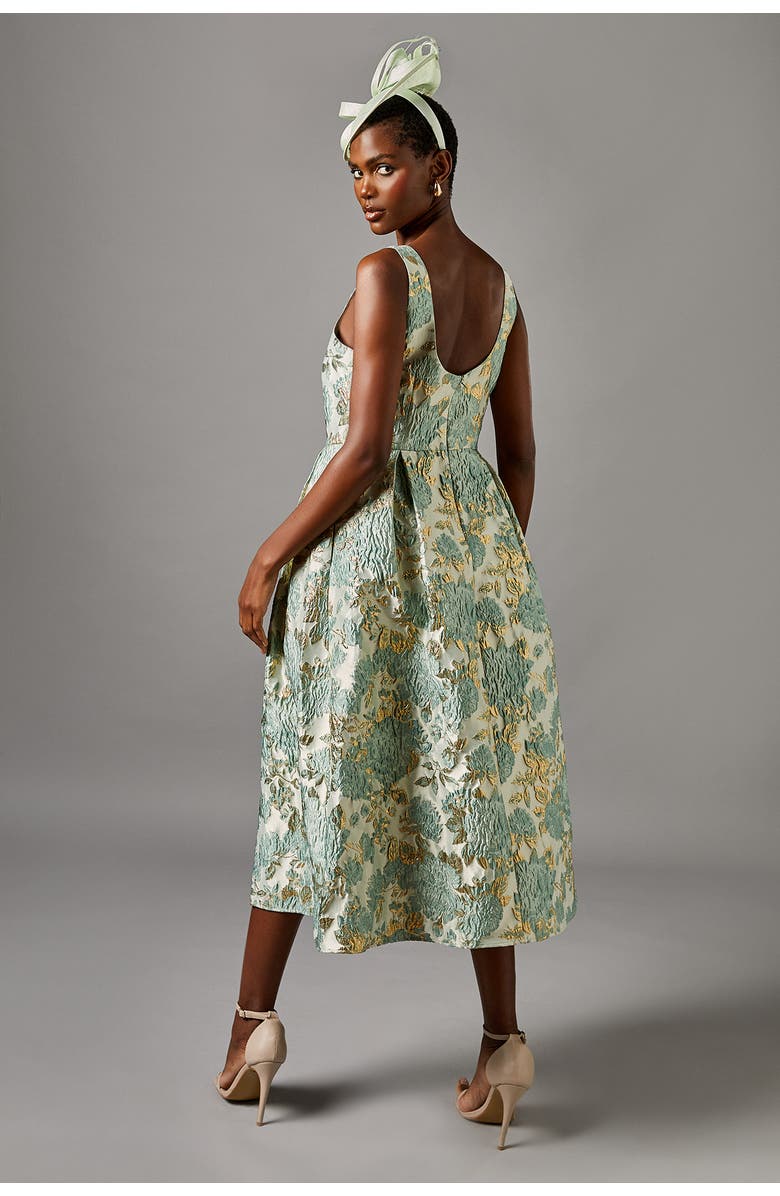 Coast V-Neck Jacquard Midi Dress, Alternate, color, Sage