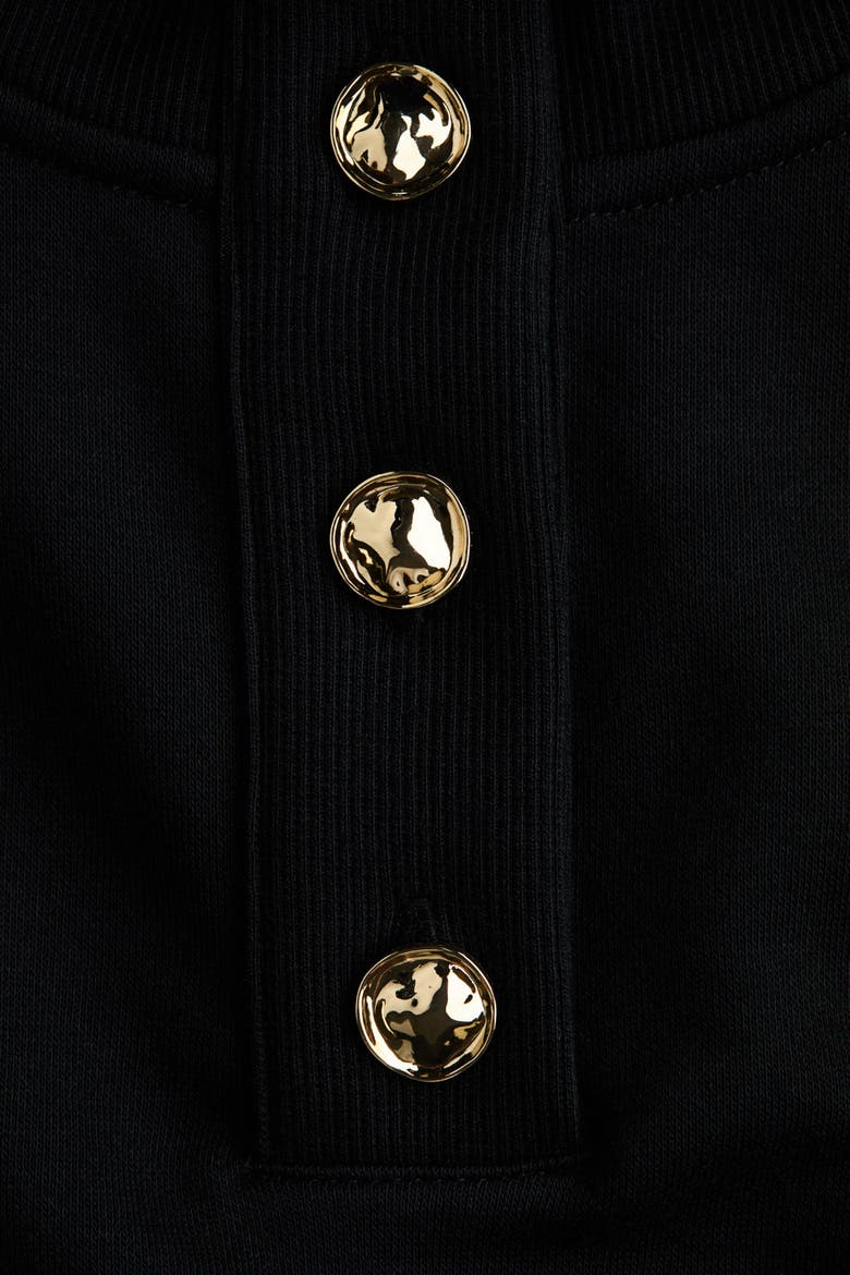 Button-top Sweatshirt, Alternate, color, Black