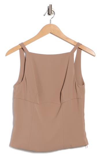 Elodie Square Neck Twill Top In Brown