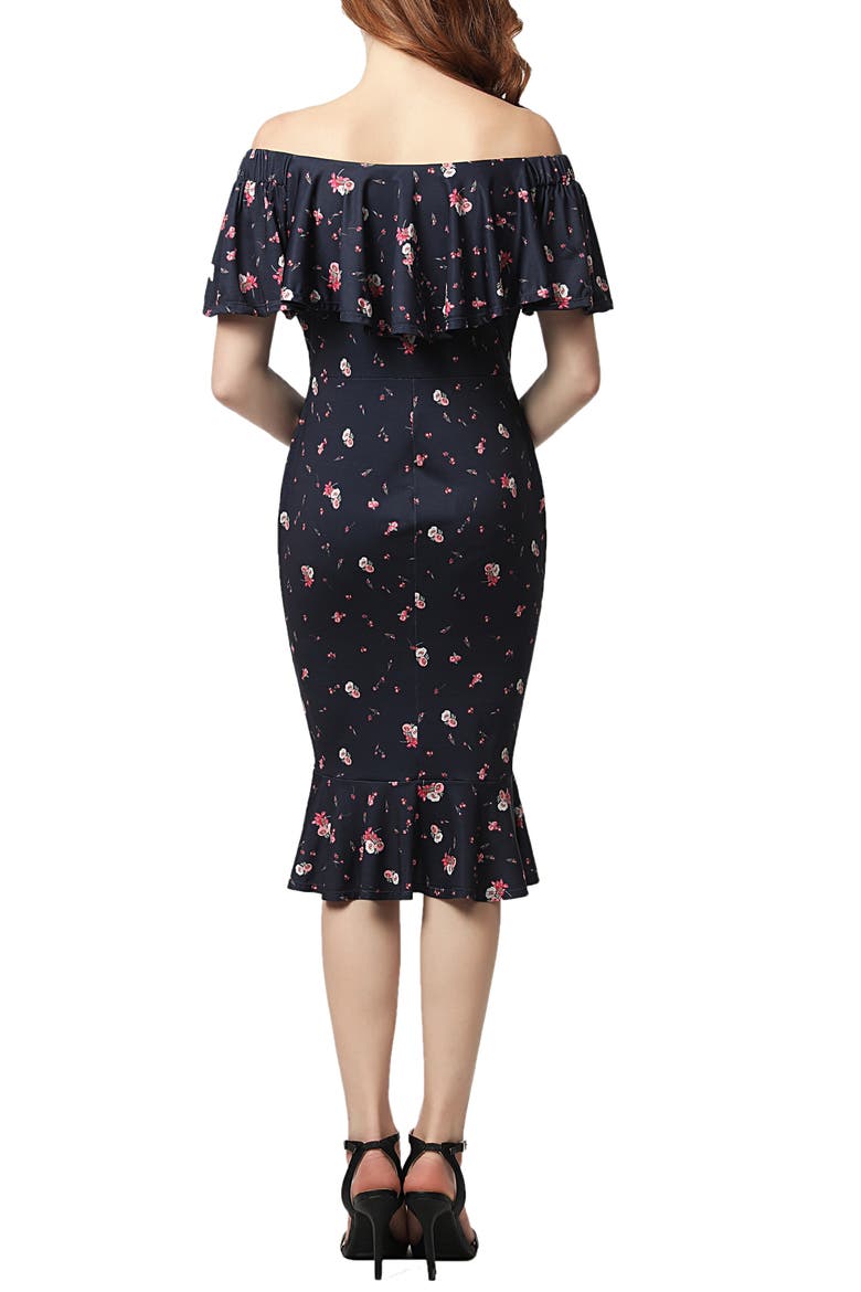 Flora Off the Shoulder Maternity Dress, Alternate, color, NAVY