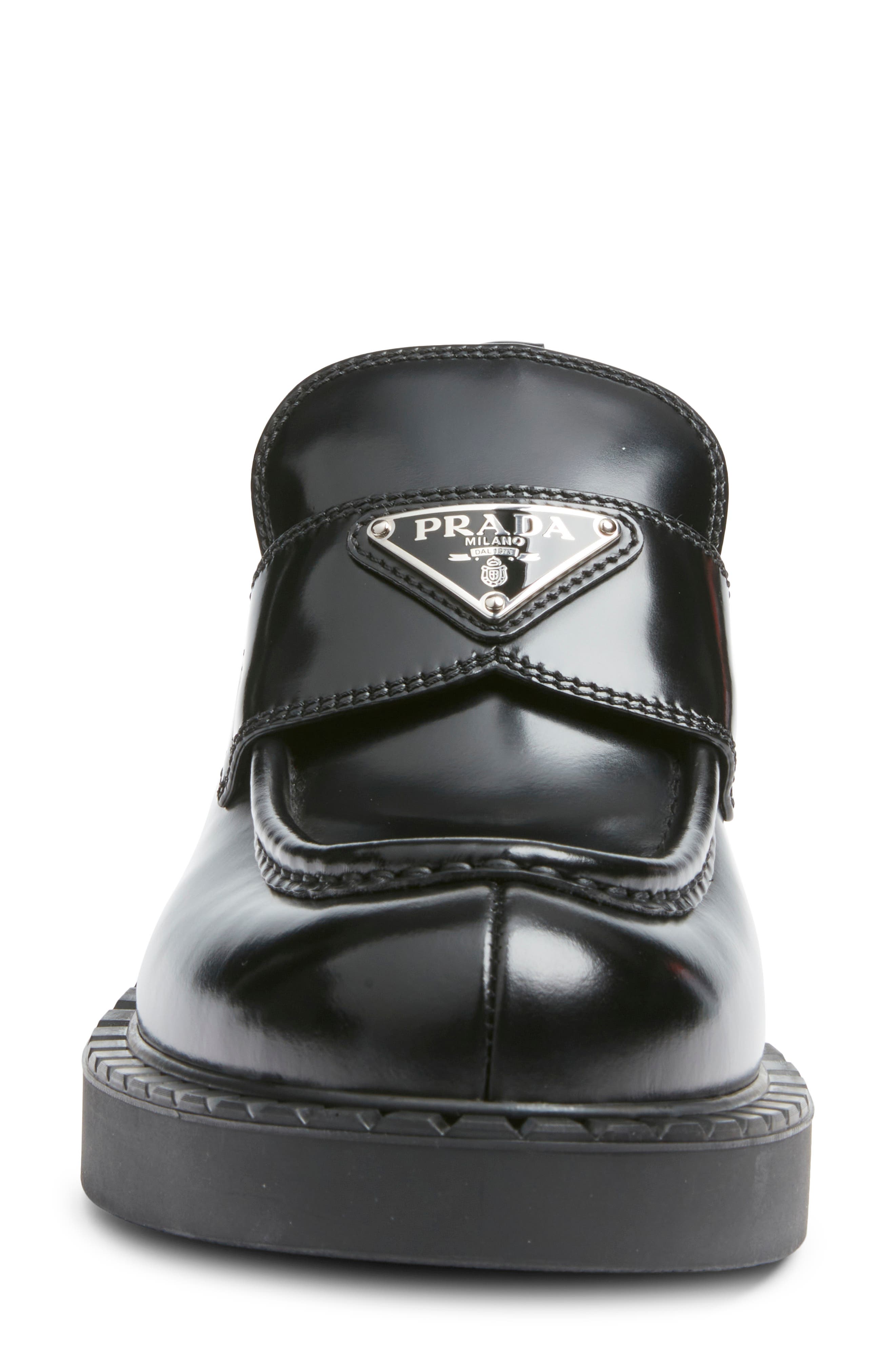 Prada Chocolate Logo Loafer, Alternate, color, 