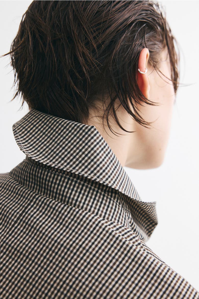 Scarf-collar Bubble-hem Jacket, Alternate, color, Taupe/checked