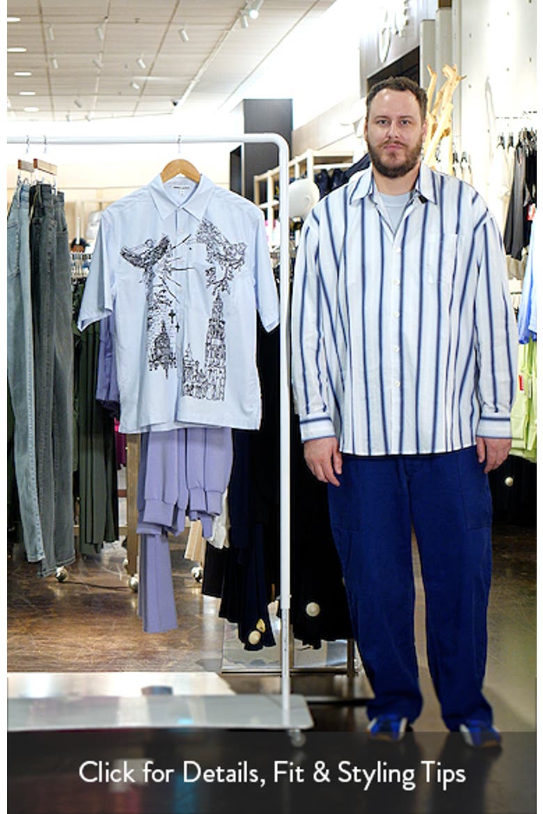 Pinstripe Sketch Graphic Button-Up Shirt video