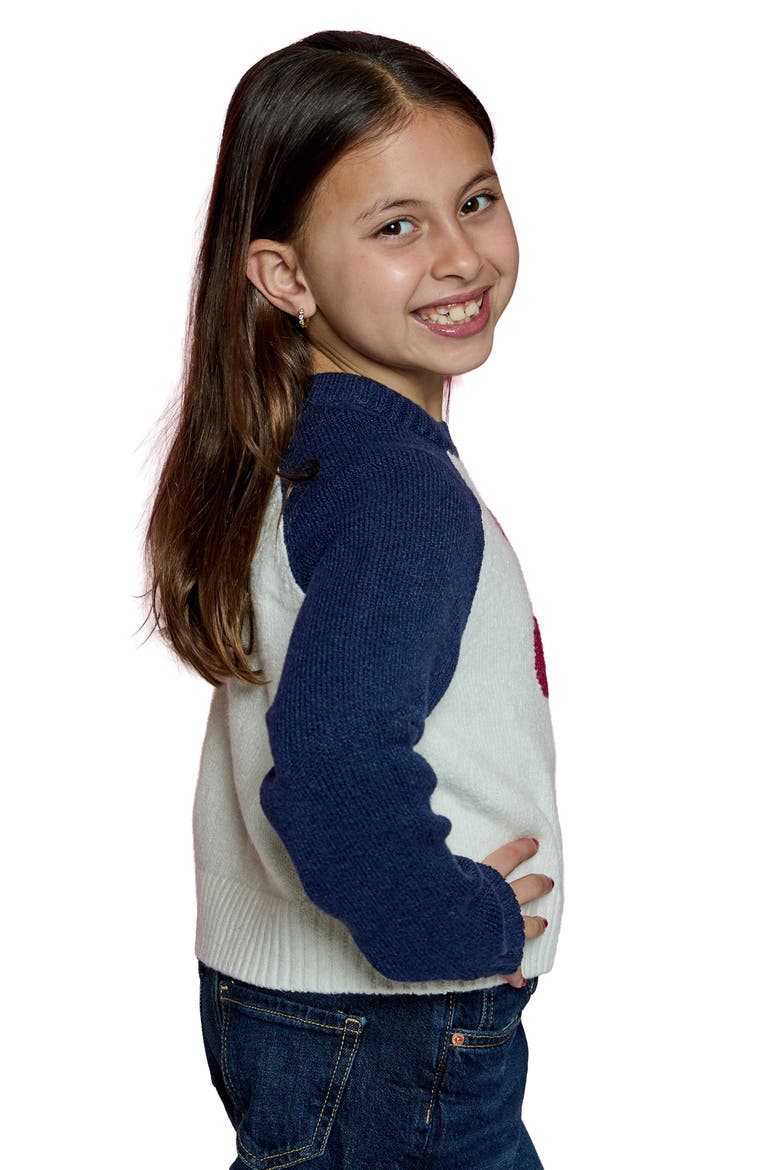Kids' Cherry Raglan Sweater, Alternate, color, WINTER WHITE COMBO