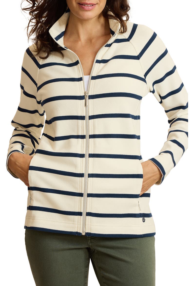 Aruba Full Zip Stripe Hoodie, Main, color, COCONUT